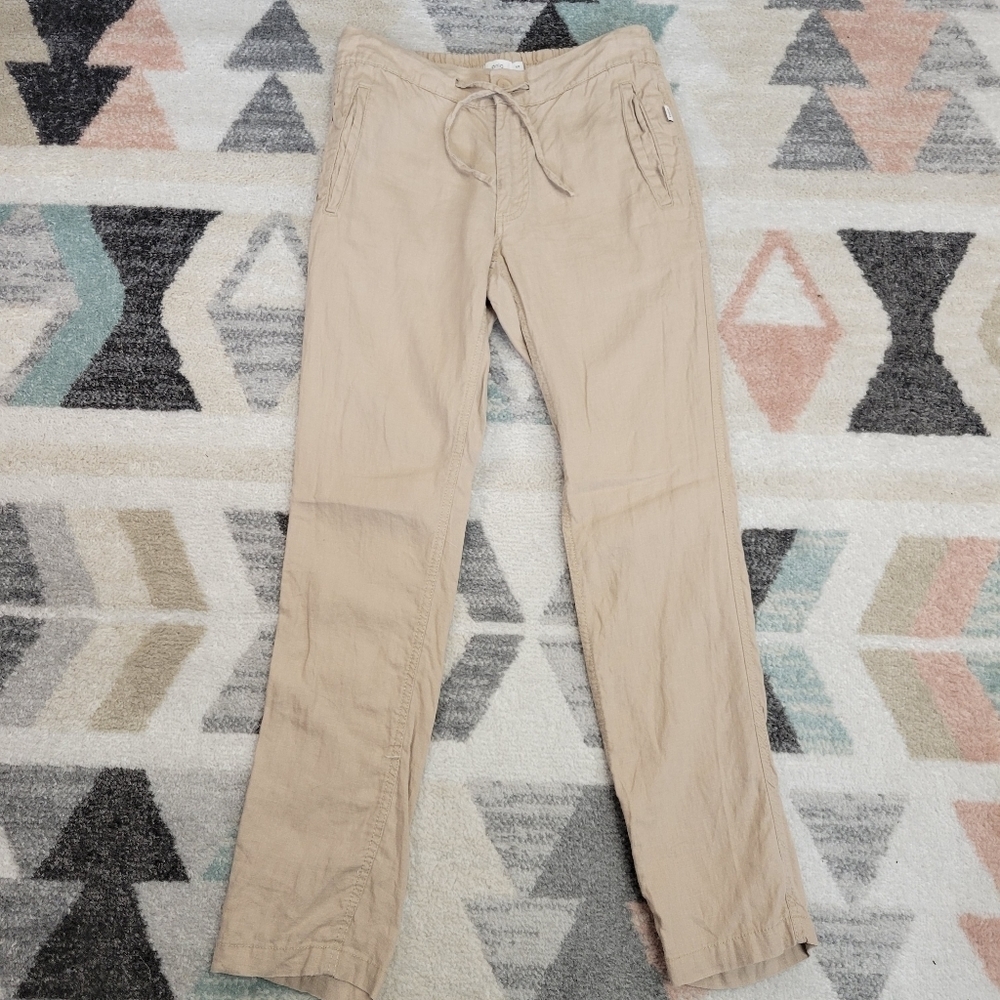 Onia Womens 100% Linen Elastic Waistband Drawstring Straight Leg Pants Size S